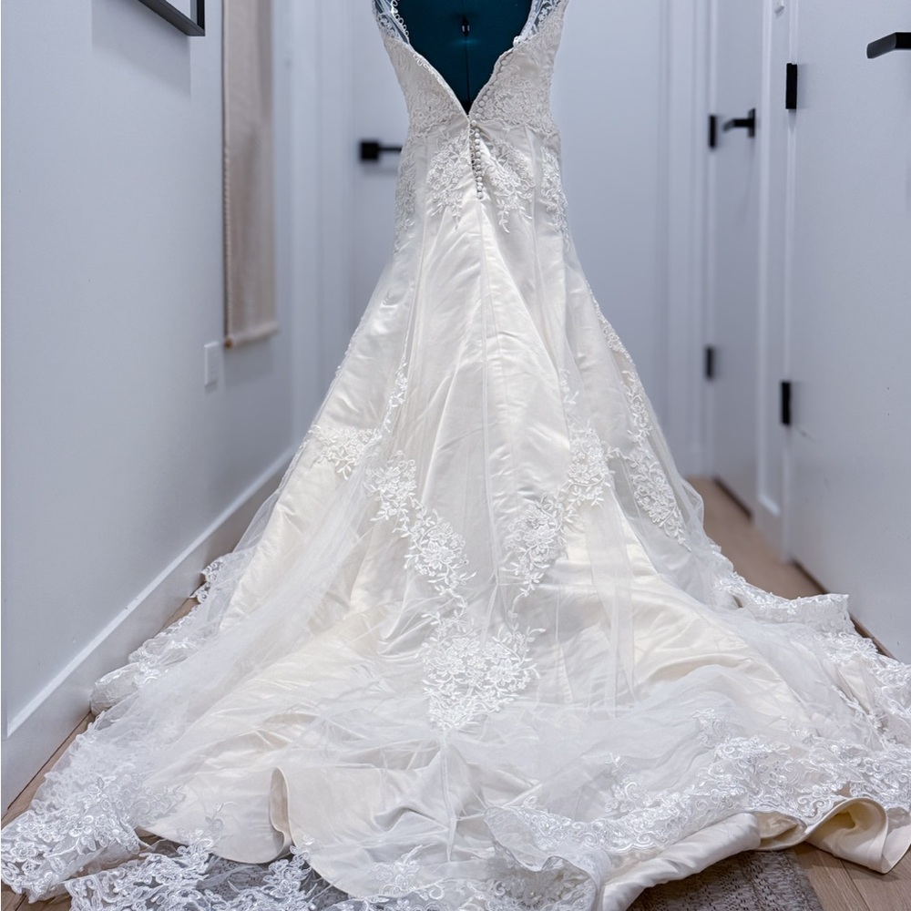 Couture Silk & Lace Hand Beaded Wedding Gown (Please ask for measurements)